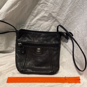 Stone Mountain Black Leather Crossbody Bag